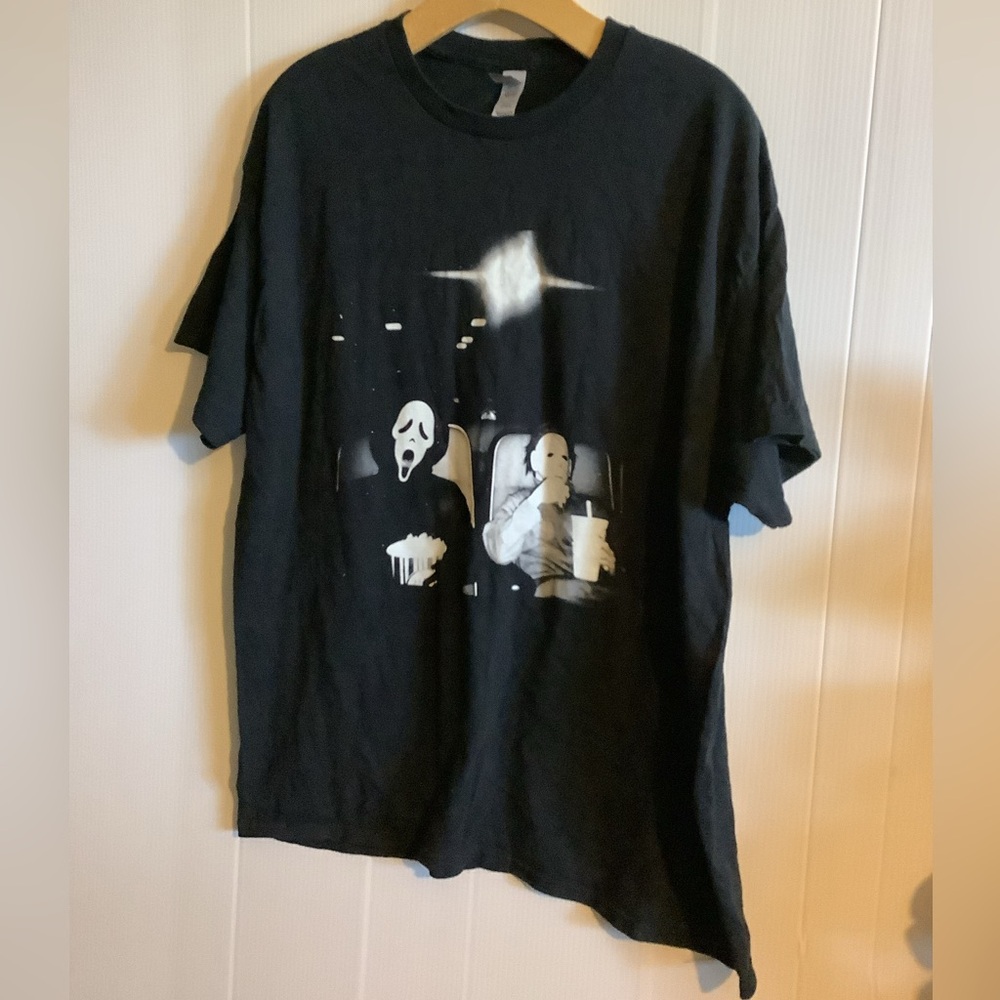 Gildan Black Graphic Tee with White Design